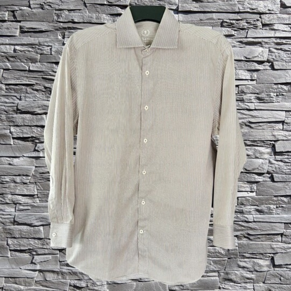 Bugatchi Uomo Men's Large  Stripe Long Sleeve Button Front Shirt 17 32/34